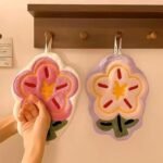 Anubhav Janni Flower Coral Hand Towels Cute Shaped Hanging Towels with Loop Soft Absorbent Kitchen Bathroom Colorful Floral Design ( pack of 1 ) - Image 3