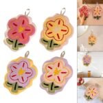 Anubhav Janni Flower Coral Hand Towels Cute Shaped Hanging Towels with Loop Soft Absorbent Kitchen Bathroom Colorful Floral Design ( pack of 1 ) - Image 4