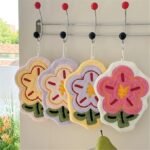 Anubhav Janni Flower Coral Hand Towels Cute Shaped Hanging Towels with Loop Soft Absorbent Kitchen Bathroom Colorful Floral Design ( pack of 1 ) - Image 6