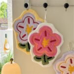Anubhav Janni Flower Coral Hand Towels Cute Shaped Hanging Towels with Loop Soft Absorbent Kitchen Bathroom Colorful Floral Design ( pack of 1 ) - Image 9