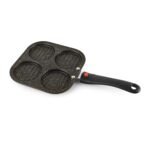 Anubhav Janni 4 Cavity Non-stick Pancake Maker (tawa) Aluminium Appam Mini Uttapam Coating Body Soft Handle Pan Multi Purpose Omelets Burgers Pancakes Crepes Breakfast Cookware (Pack Of 1 Pcs)