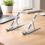 Anubhav Janni Aluminum Folding Laptop Stand Tabletop Laptop Desktop Riser Holder Compatible Metal Frame Design Workstation Home Office Bed Study Use Stand (Pack Of 1 Pcs) - Image 2