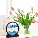 Anubhav Janni 3D Dynamic Sand Art Liquid Motion Moving Picture Round Glass Deep Sea Sandscape in Motion Display Flowing Frame for Desktop Home Office Work Decor ( pack of 1 ) - Image 5