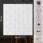 Anubhav Janni 3D Wooden Brick Wallpaper for Wall - PE Foam Self-Adhesive Stickers ( pack of 1 ) - Image 3