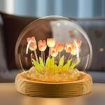 Anubhav Janni Tulip Night Light LED Decoration Lamp Glass Artificial Tulips Bedroom Flower Table Lamp Birthday Mothers Day Gifts for Girlfriend Mom Women Wife Sister Girls Flowers ( pack of 1 ) - Image 2