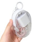 Anubhav Janni Mini Transparent Travel Cable Organizer Storage Bag - Compact for Data Cables Headphones More Cord and Charger with Hook Waterproof PVC Earphones USB Small Port ( pack of 1 )