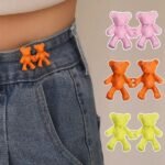 Anubhav Janni Cute Bear Snap Buckles Adorable and Functional Accessories Teddy Shape Design Detachable Jeans Button Adjustable Pins Waist Tightener Clip for Women Men (Pack of 2) - Image 4