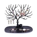 Anubhav Janni Deer Tree Plastic Jewelry Case Earrings Organizer Hook Stand Display Holder and Organizer Black Plastic Deer Antlers Creative Sika Tray Style Jewellery ( pack of 1 )