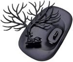 Anubhav Janni Deer Tree Plastic Jewelry Case Earrings Organizer Hook Stand Display Holder and Organizer Black Plastic Deer Antlers Creative Sika Tray Style Jewellery ( pack of 1 ) - Image 6