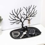 Anubhav Janni Deer Tree Plastic Jewelry Case Earrings Organizer Hook Stand Display Holder and Organizer Black Plastic Deer Antlers Creative Sika Tray Style Jewellery ( pack of 1 ) - Image 9