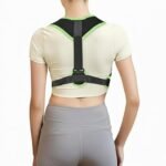 Anubhav Janni Therapy Lumber Back Support Brace Posture Corrector Shoulder Belt Unisex Lumbar for Lower and Upper Pain Relief Adjustable with Green Trim Black (Pack of 1)
