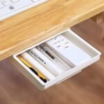Anubhav Janni Desk Drawer Tray Office Pencil Under Hidden Organizer Self Adhesive White Household Supplies Cleaning Home Organization Storage Boxes Grey Garden Household (Pack Of 1 Pcs) - Image 2