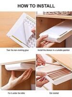 Anubhav Janni Desk Drawer Tray Office Pencil Under Hidden Organizer Self Adhesive White Household Supplies Cleaning Home Organization Storage Boxes Grey Garden Household (Pack Of 1 Pcs) - Image 3