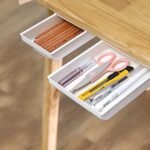 Anubhav Janni Desk Drawer Tray Office Pencil Under Hidden Organizer Self Adhesive White Household Supplies Cleaning Home Organization Storage Boxes Grey Garden Household (Pack Of 1 Pcs) - Image 4