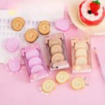 Anubhav Janni Cookie Shape Eraser Cute Swiss Roll Design Erasers Slices Pink Brown Orange Colours Cake Eraser For Kids Best Option Birthday Return Favors Twin Blaze Erasers Kids (Pack Of 3 Pcs) - Image 2