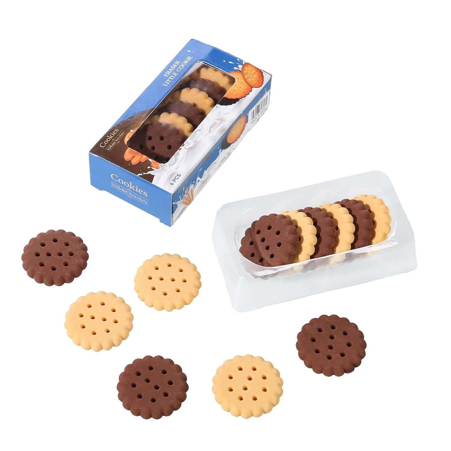 Anubhav Janni Mini Biscuit Eraser Erasers Stationery School Rubber Schools Sketches Office Sign Kid Party Favour Gift Toy Creative Christmas Birthday in Shape Biscuits For Kids (Set Of 6) Anubhav Janni Mini Biscuit Eraser Erasers Stationery School Rubber Schools Sketches Office Sign Kid Party Favour Gift Toy Creative Christmas Birthday in Shape Biscuits For Kids (Set Of 6) - Image 1