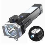 Anubhav Janni Led 3w Torch Light Rechargeable Hammer Flashlight With Glass Breaker Seat Belt Cutter Long Distance Beam Water Resistant Portable Emergency For Home Outdoor L(Pack Of 1 Pcs)
