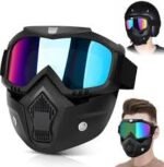 Anubhav Janni Motorcycle Goggle Face Mask mask Anti Scratch UV Protective Mask Bike Riding Goggles With Detachable Adjustable Elastic Strap For Helmet Rainbow Visor With (Pack Of 1 Pcs) - Image 5