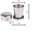 Anubhav Janni Stainless Steel Travling Glass Small Foldable Compact Portable Folding Travel Mug Water Cup with Hanging Chain For Camping Hiking Outdoor Adventures Camping Silver (Pack Of 1 Pcs) - Image 2