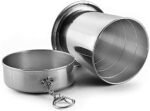 Anubhav Janni Stainless Steel Travling Glass Small Foldable Compact Portable Folding Travel Mug Water Cup with Hanging Chain For Camping Hiking Outdoor Adventures Camping Silver (Pack Of 1 Pcs) - Image 6