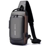 Anubhav Janni Usb Chest Bag Waterproof Anti theft Crossbody Bag With Password Zipper Lock USB Charging Port Mens Shoulder Chest Daypack Travel Hiking Sling Backpack (Pack Of 1 Pcs)