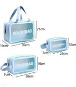 Anubhav Janni Wash Bag Pouch for Travel Kit Toiletry Cosmetic Make Up Box Brushes Accessories with Handle Large Capacity Translucent Waterproof Storage Organizer Washbag (pack of 3 ) - Image 2