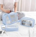 Anubhav Janni Wash Bag Pouch for Travel Kit Toiletry Cosmetic Make Up Box Brushes Accessories with Handle Large Capacity Translucent Waterproof Storage Organizer Washbag (pack of 3 ) - Image 3