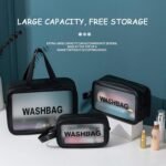Anubhav Janni Wash Bag Pouch for Travel Kit Toiletry Nylon Cosmetic Make Up Box Brushes Accessories with Handle Large Capacity Translucent Waterproof Storage Organizer (Pack of 3) - Image 5