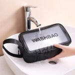 Anubhav Janni Wash Bag Pouch for Travel Kit Toiletry Nylon Cosmetic Make Up Box Brushes Accessories with Handle Large Capacity Translucent Waterproof Storage Organizer (Pack of 3) - Image 7
