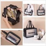 Anubhav Janni Wash Bag Pouch for Travel Kit Toiletry Nylon Cosmetic Make Up Box Brushes Accessories with Handle Large Capacity Translucent Waterproof Storage Organizer (Pack of 3) - Image 9