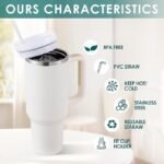 Anubhav Janni Tumbler with Handle Rose Cream Large Travel Mug Straw and Lid Double Wall Vacuum Insulated Flask Leakproof BPA Free Keeps Drinks Hot Stainless Steel Coffee Mugs Cups (pack of 1) - Image 5