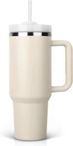 Anubhav Janni Tumbler with Handle Rose Cream Large Travel Mug Straw and Lid Double Wall Vacuum Insulated Flask Leakproof BPA Free Keeps Drinks Hot Stainless Steel Coffee Mugs Cups (pack of 1) - Image 6