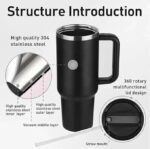 Anubhav Janni Tumbler with Straw 1200ml Stainless Steel - Sipper Cups for Adults Girls Double Wall Hot Cold Spill Proof Lid and Rust Straw Lid Vacuum Insulated Water Bottle (pack of 1) - Image 4
