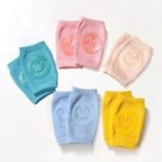 Anubhav Janni Baby Knee Pads Smiley For Crawling Toddler Leg Warms Non-slip Anti-Friction Socks Babies Pair Anti-Slip Padded Stretchable Elastic Cotton Soft Breathable Comfortable (pack of 2)
