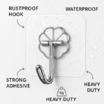 Anubhav Janni Flower Hook PVC Heavy Duty Self Adhesive Stainless Hooks Transparent Waterproof and Oilproof Wall Hooks for Kitchen Bathroom Shower Door Outdoor Home Improvement Utility (pack of 20) - Image 3