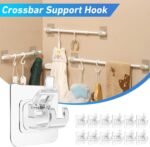 Anubhav Janni Curtain Hook No Drill Rod Brackets Drilling Self Adhesive Holder Hooks Nail Free Adjustable Hangers Home Bathroom and Hotel for Kitchen Wall Shower Window (pack of 10) - Image 8