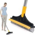 Anubhav Janni 2 in 1 Floor Brush Scrubber Cleaning Scrub with Long Handle Squeegee 120°Rotating Adjustable V-Shaped Head Tile for Bathroom and Kitchen Wiper Tiles Home (pack of 1)