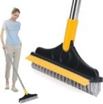 Anubhav Janni 2 in 1 Floor Brush Scrubber Cleaning Scrub with Long Handle Squeegee 120°Rotating Adjustable V-Shaped Head Tile for Bathroom and Kitchen Wiper Tiles Home (pack of 1)