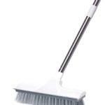 Anubhav Janni 2 in 1 White Bathroom Brush with Wiper Long Handle Floor Scrub Head for Deep Cleaning Tiles Toilet Shower Walls Kitchen Brush Bathroom Tiles scrubbing Stainless Steel (pack of 1)