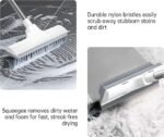 Anubhav Janni 2 in 1 White Bathroom Brush with Wiper Long Handle Floor Scrub Head for Deep Cleaning Tiles Toilet Shower Walls Kitchen Brush Bathroom Tiles scrubbing Stainless Steel (pack of 1) - Image 2