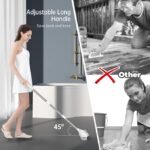 Anubhav Janni 2 in 1 White Bathroom Brush with Wiper Long Handle Floor Scrub Head for Deep Cleaning Tiles Toilet Shower Walls Kitchen Brush Bathroom Tiles scrubbing Stainless Steel (pack of 1) - Image 3