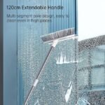 Anubhav Janni 2 in 1 White Bathroom Brush with Wiper Long Handle Floor Scrub Head for Deep Cleaning Tiles Toilet Shower Walls Kitchen Brush Bathroom Tiles scrubbing Stainless Steel (pack of 1) - Image 7