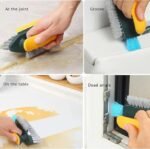 Anubhav Janni 4 in 1 Tile Grout Cleaner Floor Scrub Brush with Squeegee V-Shape Gap Stiff Bristles Hand Crevice Cleaning Tools scrubbing Floor Window Kitchen Brush Multifunctional (pack of 1) - Image 4