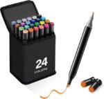 Anubhav Janni 24 pcs Marker Pen Metallic Colors Medium Point Tip Art Markers  Pen Set Rocks Ceramic Glass Wood Fabric Canvas Mugs Markers Sketch Dual Brush Pens Drawing 24 Color Chisel (pack of 1)