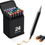 Anubhav Janni 24 pcs Marker Pen Metallic Colors Medium Point Tip Art Markers  Pen Set Rocks Ceramic Glass Wood Fabric Canvas Mugs Markers Sketch Dual Brush Pens Drawing 24 Color Chisel (pack of 1)