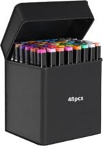 Anubhav Janni 48 pcs Marker Pen Set Permanent Markers for Office School Art Craft DIY Projects Bold and Vibrant Colors Fine Tip Broad Quick-Dry Waterproof Ink Non-Toxic (pack of 1)