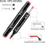 Anubhav Janni 80 Pcs Marker Set Dual Tip Colourful Art Markers Sketch Pens Broad Fine Double Head For Painting  Sketching Drawing Coloring Professional Permanent Markers Carrying Case (pack of 1) - Image 4