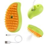 Anubhav Janni Mango Cat Steam Brush 3-in-1 Pet Grooming with Gentle Removes Loose Fur Detangles Hair for Shedding Cleaning Cute Design Rechargeable Remover and Tool Comb Cats Dogs (pack of 1)