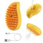 Anubhav Janni Mango Cat Steam Brush 3-in-1 Pet Grooming with Gentle Removes Loose Fur Detangles Hair for Shedding Cleaning Cute Design Rechargeable Remover and Tool Comb Cats Dogs (pack of 1) - Image 2