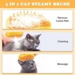 Anubhav Janni Mango Cat Steam Brush 3-in-1 Pet Grooming with Gentle Removes Loose Fur Detangles Hair for Shedding Cleaning Cute Design Rechargeable Remover and Tool Comb Cats Dogs (pack of 1) - Image 3